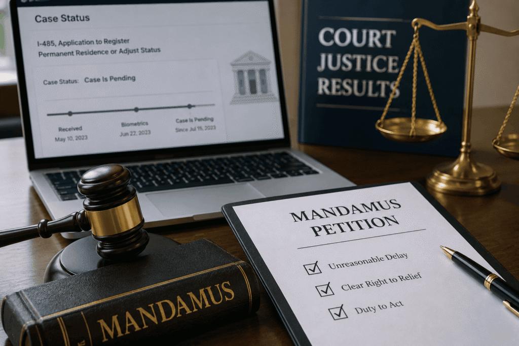 Federal courthouse representing a mandamus lawsuit for I-485 delay