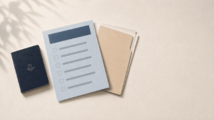Blue 221(g) notice listing requested documents beside a passport after a U.S. visa interview